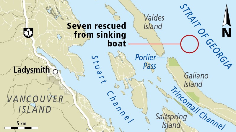 Galiano Island boat rescue near Porlier Pass