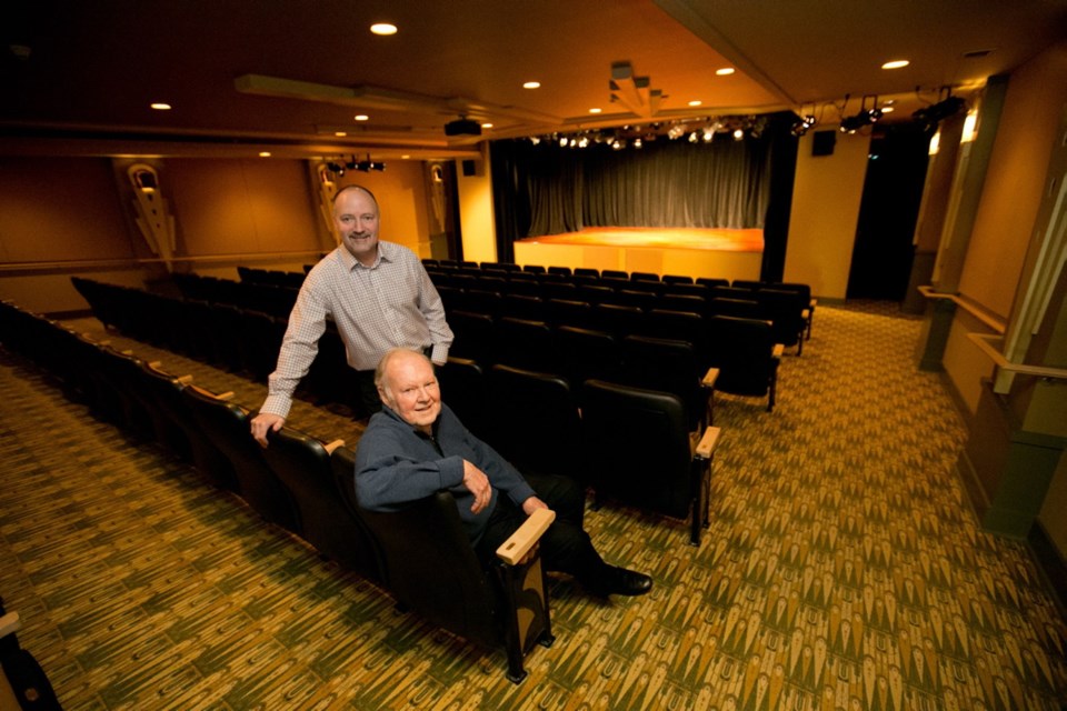 Gordon Denford, with son Chris Denford, inside the movie theatre at Berwick House at Royal Oak. Other perks include pubs and fitness facilities.