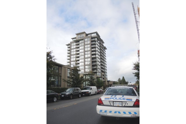 The apartment block where a suspected drug lab was found in the penthouse suite in the 9100-block of Cook Road at Garden City Road