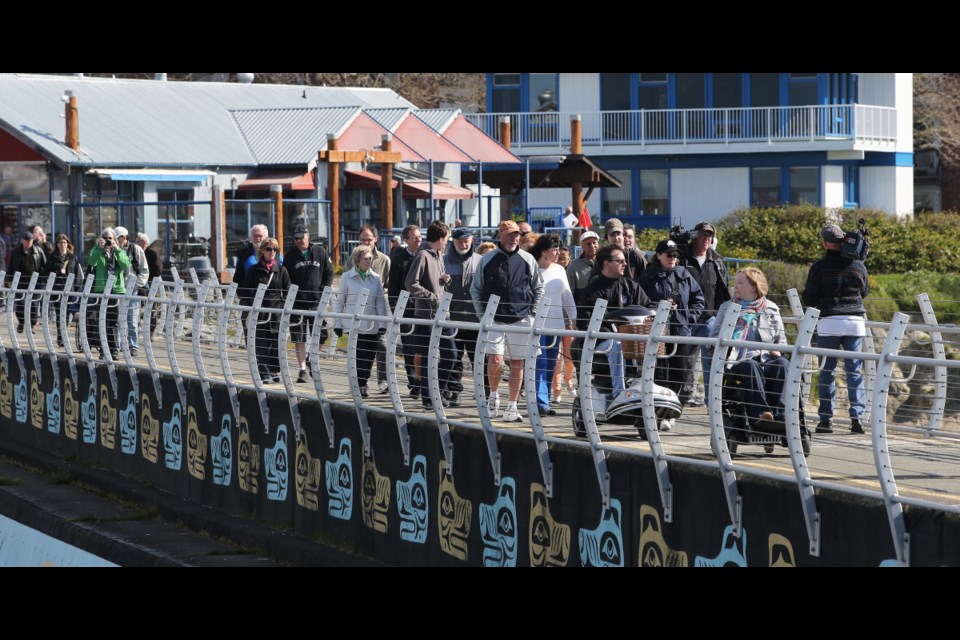 The gates are finally removed as the Ogden Point Breakwater re-opens to the public.