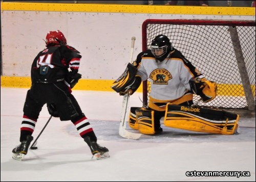 The Estevan TS&M Bruins skated to their first victory of the season with a 4-3 win over Weyburn, Oct. 6. If you recognize a friend tag them in our photos at: https://www.facebook.com/EstevanMercury