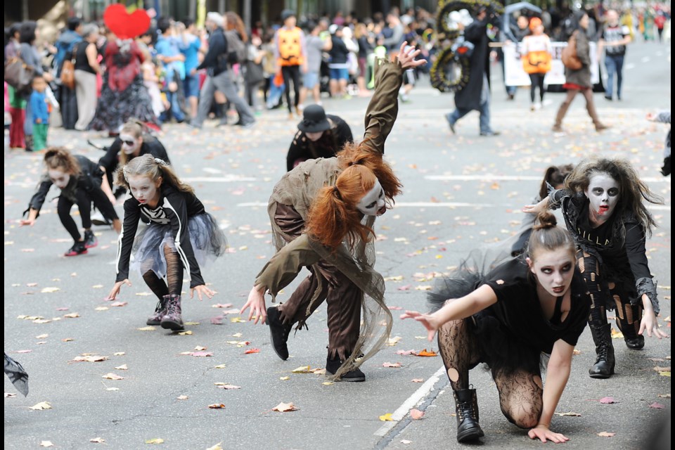 Zombies were out in full force at Vancouver’s Halloween parade this past Sunday. These ones were provided by the Encore Dance Academy. Photograph by: Rebecca Blissett