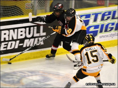 The peewee AA Estevan Sherritt Coal Bruins defeated the Weyburn Youngfellows Jan. 21 and 22 in regular season and provincial games. The Bruins won by scores of 5-1 and 7-4. If you recognize someone head to our Facebook page and tag them.
https://www.facebook.com/EstevanMercury