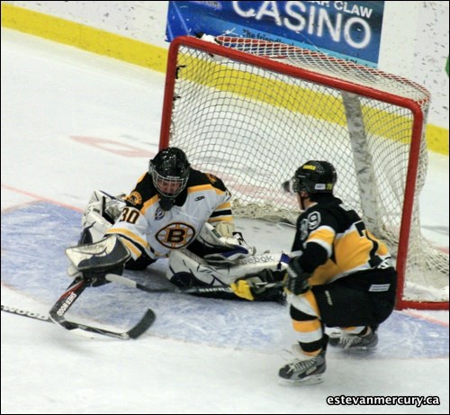 The Bruins were bested at home by the Hawks Dec. 3, 2011 by a score of 7-4. If you see any of your friends in the photos head to our Facebook page and tag them.
http://www.facebook.com/EstevanMercury