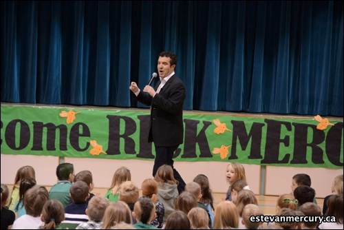 Pleasantdale School was one of three winners to get a visit from Rick Mercer for raising funds for his Spread The Net Student Challenge.