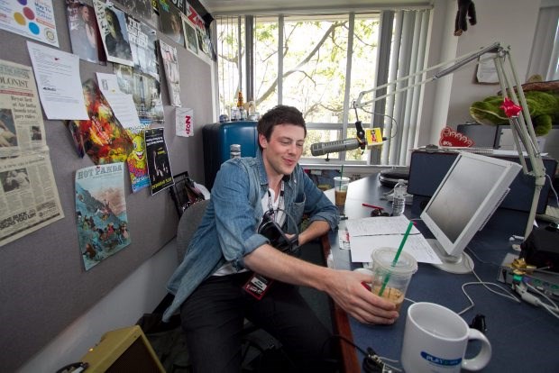 Cory Monteith, who stars in the TV show Glee, came home to Victoria to play with his band Bonnie Dune and stopped in at the Zone radio station to play music.