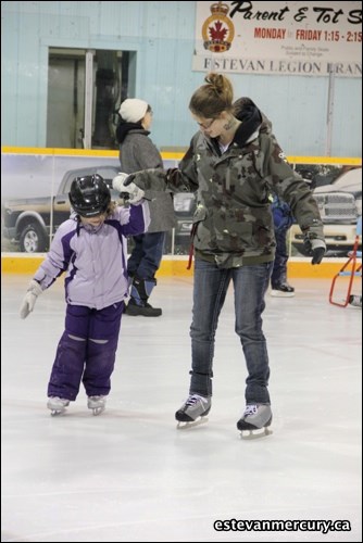 Kindergarten and Grade 1 students at Westview School took part in their first of three learn-to-skate sessions at the Icon Centre Jan. 18.
