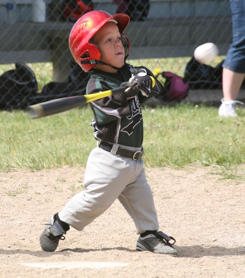 A Carlyle player at bat in a game against Arcola.