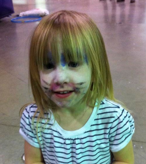 Amara Lees shows off her painted face.