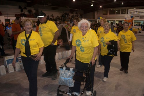 A total of 58 survivors took part in Wawota&#8217;s Relay for Life. Happy to be involved the participants partake in the start of the event with the Survivor&#8217;s Lap.