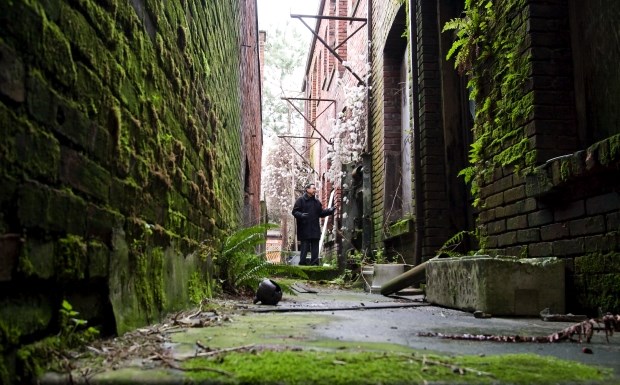 March 16, 2010: Retired University of Victoria professor David Chuenyan Lai explores a back alley in Chinatown off Fan Tan Alley.