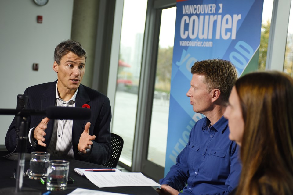 Mayor Gregor Robertson told the Courier’s Mike Howell and Naoibh O’Connor that some of the lawsuits launched against the city by residents were by people with a political agenda. Photo Dan Toulgoet