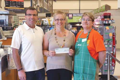 Close Cuts for Cancer founders Greg and Leone Ottenbreit accepted a cheque for $2,547 this week from Yorkton Sobeys front-end manager Margaret Pasloski. Sobeys customers raised the money in the month of May by purchasing Close Cuts logos at the store. The funds will go towards the charity&#8217;s Local Cancer Initiatives program, which pays for services and equipment for the benefit of local cancer patients and their families.