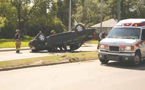 The driver of this vehicle was travelling west on Darlington when an SUV ran the stop sign at Sixth Avenue. The Avalanche clipped the front end of the SUV, swerved and rolled across the median into the east-bound lane. Remarkably, no one was seriously injured in the crash. The SUV suffered only minor damage.