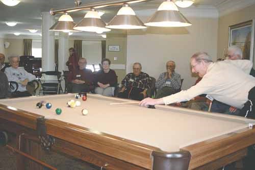 The Bentley Retirement Community held an &#8216;Olympics&#8217; of its own last Wednesday, providing residents a chance to partake in various events, including the arrival of an &#8216;Olympic Torch&#8217;, and competitions such as pool and shuffleboard. Competitors included Mike Koroluk against Harold Jones in pool, and Helen Pohozoff up against Wesley Supena in shuffleboard.