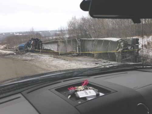 The driver of this truck hauling grain that jackknifed December 27 on Hwy 5 near Lake of the Prairie remarkably sustained only non-life-threatening injuries. The 40-year-old Grandview man was initially transported to Russell and later transferred to Winnipeg. He is recovering in hospital. A police investigation is ongoing.