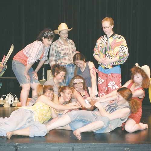 Free My Muse Theatre Company presented its 10th production, a one act play written by Carrie Pengilly, on Friday and Saturday, June 11th and 12th. &#8220;The Garage Sale&#8221; 
followed the interesting characters one might meet (but hopefully not) at a garage sale. Pictured are the characters from the final scene, &#8220;Hillbillies.&#8221; Cynthia Oliver, Donna Malinowski, Alison Sapara, Sarah Kirschman, Jenna Boychuk, Jill Yanke, Schayla Kirschman, Hayley Leopwick, Caleigh Grunert and Shelby Wilk.