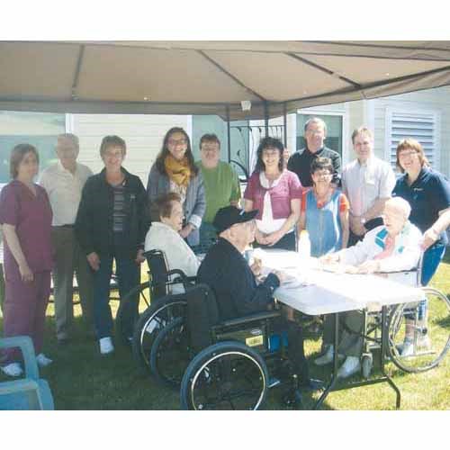 The residents of Yorkton and District Nursing Home will certainly enjoy the hot weather this summer, thanks to Terry Ortynsky and Royal Ford.  
The Nursing home was the proud winner of two new gazebos, compliments of Royal Ford&#8217;s &#8220;Dust Off Yorkton Stars&#8221; contest for March. Yorkton&#8217;s Karen Delong submitted the request for the nursing home gazebos.
The dealership is running the contest as part of its year-long 25th anniversary. Through the Dust Off Yorkton Stars program, area residents are encouraged to submit entries to the dealership&#8217;s website outlining a community program for Royal Ford. Each month, Ortynsky and his team pick a winning entry. The team then purchases the item requested for the program.
&#8220;The residents would like to go outside, but currently do not have a shaded area,&#8221; said Delong. &#8220;With this purchase, we can begin to build a new area that we hope will eventually develop into a beautiful park,&#8221; she wrote.
Ortynsky said the contest has been a very rewarding initiative for all involved.
&#8220;We thought this would be a really special way of thanking Yorkton and surrounding area, for their support of Royal Ford over the past 25years,&#8221; said Terry Ortynsky, owner of Royal Ford. &#8220;It is really wonderful to see the difference our contribution is making to all of the groups who have been selected.&#8221;
&#8220;There are still five months left in the contest, and five organizations will receive special donations,&#8221; Ortynsky said. &#8220;We&#8217;d like to encourage everyone who knows of an organization in need to send in a request.&#8221;
To submit a request, visit Terry Ortynsky&#8217;s Royal Ford website at www.terryortynsky.com. The Stars Committee votes once a month on the best project. The winner will get the star treatment.