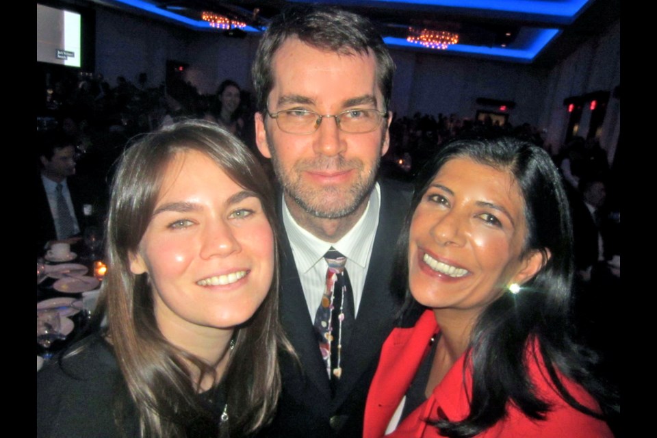The Courier’s 14-month coverage of Vancouver neighbourhoods earned the paper a best print feature nomination at the Webster Awards. On hand at the journalism jamboree was, from left, sports editor Megan Stewart, editor Barry Link and publisher Dee Dhaliwal.