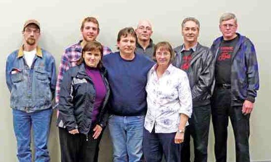 Battlefords and District Co-op employees honoured for long years of service at an annual employee appreciation supper Jan. 19 were: back row - Leonard Spark (five), Trevor Sittler (five), Chris Klima (25), Dave Bartko 35, Randy Randall (35); front row - Luda Chorna (five), Jerry Burnett (35), Patricia McCaw (30). Missing from the photo are: Emilio Macalino (five), Trent Haaland (five), Sarah Bater (five), Sunny Song (five), Carol Koop (five), Helen Sese (five), Jasmina Makaji (five), Donna Painter (five), Jamie Sulymka (five), Leonard Raiche (10), Laurel Lamb (10), Debbie Edwards (10), Trevor Klassen (10), Curtis Watt (10), Robert Haughian (10), Gordon Shein (25), Todd Pfeifer (30) and Terry Baer (30).