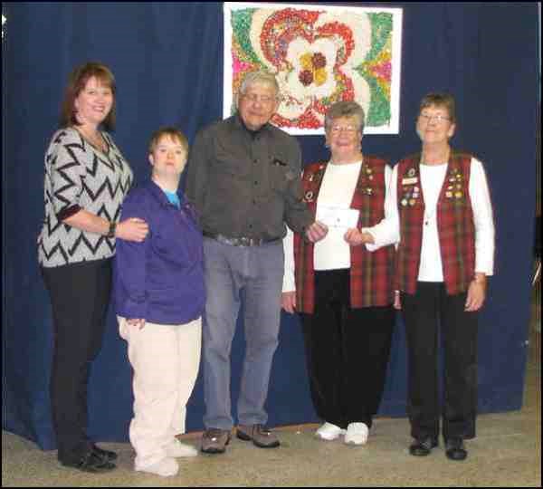 The Bonaventure Lions Club recently presented the Battlefords Trade and Education Centre with $965 to put toward its new building fund. Left to right are BTEC program co-ordinator Mona Leece, BTEC participant Alex Heinemann, BTEC chair Julian Stelmaschuk and Bonaventure Lions Gail Morgan and Joyce Ruzesky, co-chairs of the silent auction portion of the 2013 art auction, at which the funds were raised. Next year's event, the 25th Annual Dinner and Art Auction will be held March 7 at the Chapel Gallery. All the proceeds will be used to help BTEC raise the $1.25 million needed to build a new home. With funds from reserves and from fundraising, BTEC is approaching the $400,000 mark. The proposed new facility is to be built along Railway Avenue and will be completely accessible for all the clients' needs. The Bonaventure Lions' art auction showcases local and Saskatchewan artists who, in many instances, donate the total selling price of their art to the chosen charity.