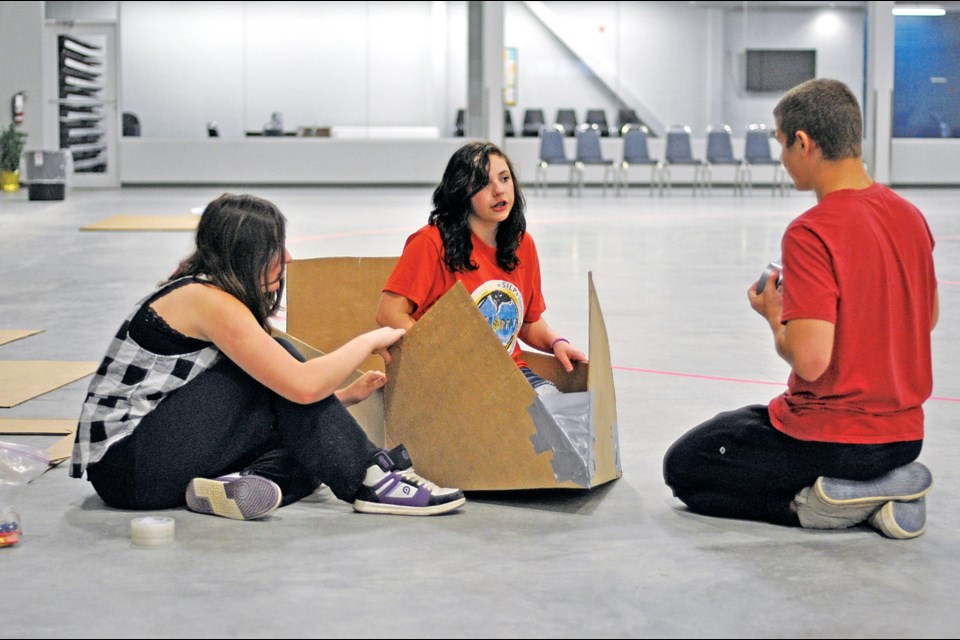 Living Sky School Division and Skills Canada Saskatchewan held their second annual Cardboard Boat Race Challenge Wednesday afternoon. Grade 8 students from Major School, Luseland School, Spiritwood High School, Maymont Central School, Cut Knife Elementary School, Phoenix School and Heritage Christian School turned the Northland Power Curling Centre into a construction zone as they built their cardboard boats. The 126 participants applied skills learned in math and science such as scaling and buoyancy to bring their designs from the page into reality.