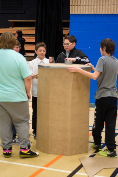 Grade 7 students from the Light of Christ School Division tested their engineering skills with the Skills Canada Cardboard Boat Race Challenge at the North Battleford CUplex Wednesday afternoon. The teams were working on their design in class for the last month before construction began at St. Mary Community School and École Monseigneur Blaise Morand June 4.