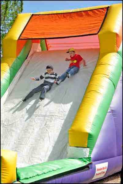 It was a fun Sunday for many local kids as they participated in a Family Fun Day hosted by the North Battleford Seventh-Day Adventist Church on 93rd Street. It was a community event for the whole family featuring a petting zoo, carnival games and displays, slides and places for kids to jump up and down. The most impressive sight was the massive rock wall (see the front page). It was a popular attraction, with kids enthusiastic about climbing as high up as they could.
