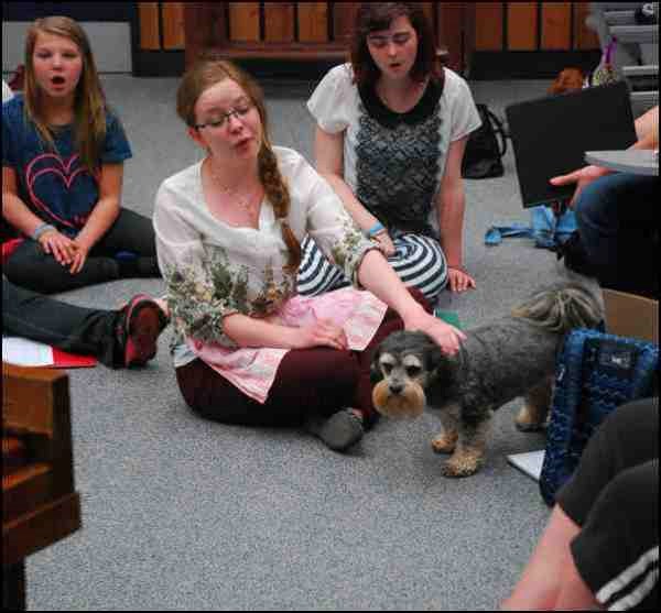 Rehearsal is underway for the Battlefords Children's Junior and Preparatory Choirs and Kamala Youth Choir to present the Wizard of Oz at the Dekker Centre for the Performing Arts in North Battleford June 10, 11 and 12. Dorothy will be played by Katrina MacKinnon, seen  with Shadow, who will play Toto. The musical will be presented under the direction of Dianne Gryba and JoAnne Kasper.