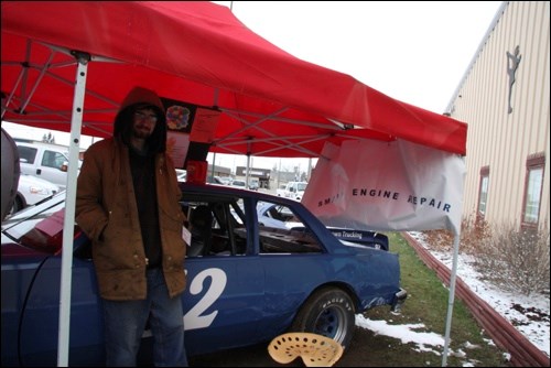 Dillon Melnyk at the small engine repair display.