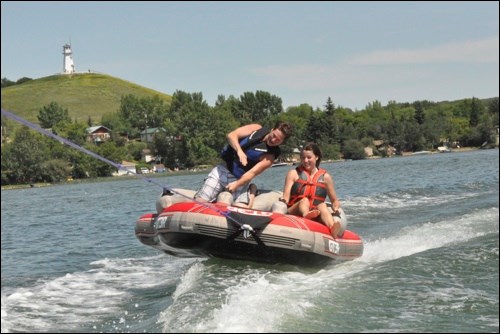 The weather may not look like it now, but on the weekend it was beautiful lake-weather and Aaron Dueck and Bryna Jaindl were two of the many people making the most of it at Jackfish Lake Sunday afternoon.