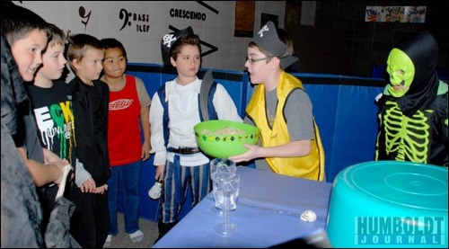 As part of their Halloween festivities on October 29, the Grade 8 students at St. Augustine School created a pirate ship for the younger students to visit. In the pirate ship they encountered many different pirate horrors, including a galley full of ghostly food, like brains, eyeballs and spiders.