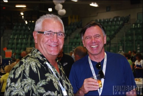 From the Class of &#8216;66, Bruce Winkel (left) of Saskatoon met Jim Rennie who now lives in North Vancouver, B.C. at the reunion&#8217;s inaugural event, a wine and cheese evening, on July 6.