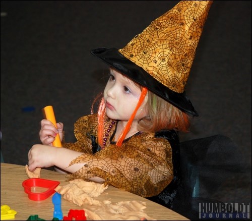 Alexis Soderholm donned her witch costume to attend her Humboldt Co-operative Preschool Halloween party on October 26. The kids not only did their regular activities like playing with playdough, they also got to play some fun games and make a ghostly craft.