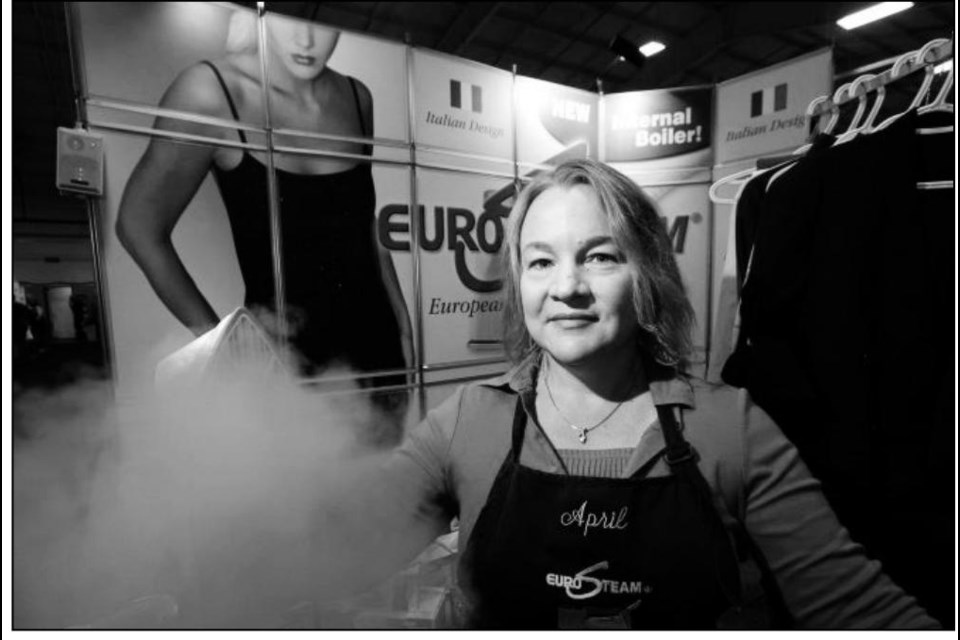 April Engler works up a head of steam with the Euro steam Evolution ironing system.
