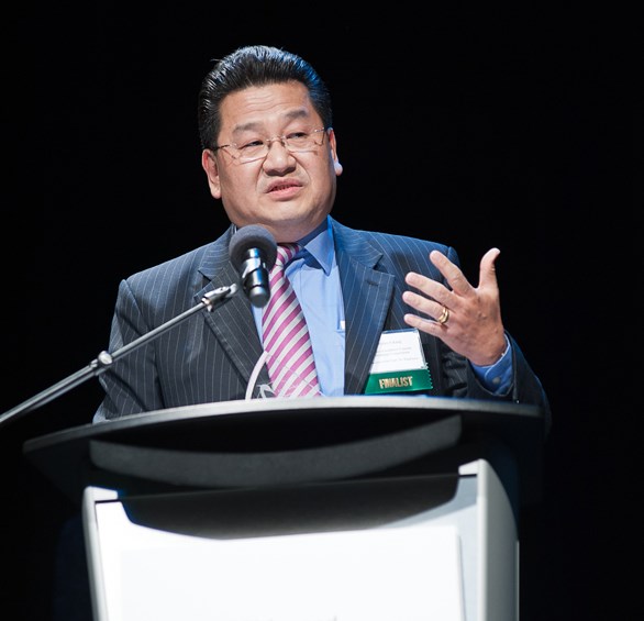 Pedro Chang (right), deputy CEO of Paper Excellence Canada, started operations in 2010 and through acquisitions aims to become a major supplier of paper to China.Photos by Rob Newell/Special to the News