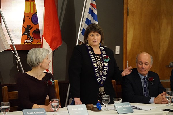 Mayor Patricia Heintzman speaks for the first time as mayor at the inaugural council meeting Tuesday, Dec. 2 at the Howe Sound Brew Pub.