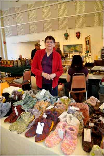 Eva Scott, a master knitter, was one of the vendors at the annual Marigold Market at the Chapel Gallery Friday and Saturday. Photos by Jayne Foster