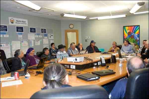 The Living Sky School Division Board of Education and administration met recently with their Elders' Council, working together on meeting the needs of First Nations and Métis students. During the meeting, elders had a chance to examine the framed copies of the Prime Minister's apology on behalf of Canadians for the Indian Residential Schools system that will be hung in every school of the division, along with a framed copy of Treaty 6. The hope is that they will become a catalyst for discussion and lead a healing process.