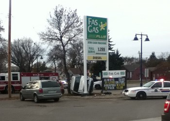 While details were unavailable as of press time, residents were exposed to a bit of an unusual sight in the city Saturday when a half ton truck lost control and flipped onto it&#8217;s side along Broadway Street.