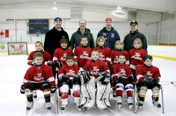 Front row (l-r) Izaia Gaudry, Manning Stechyshyn, Lucas Tymko, Kalen Fyck, Riley Holowka. Middle row (l-r) Elijah Pelletier, Michael Malinowski, Conor Gerein, Camryn Dubriel, Emma Edel, Emily Dyker. Back row (l-r) Coach Jon Gaudry, team manager Dave Malinowski, coach Colin Holowka, Kurt Stechyshyn.