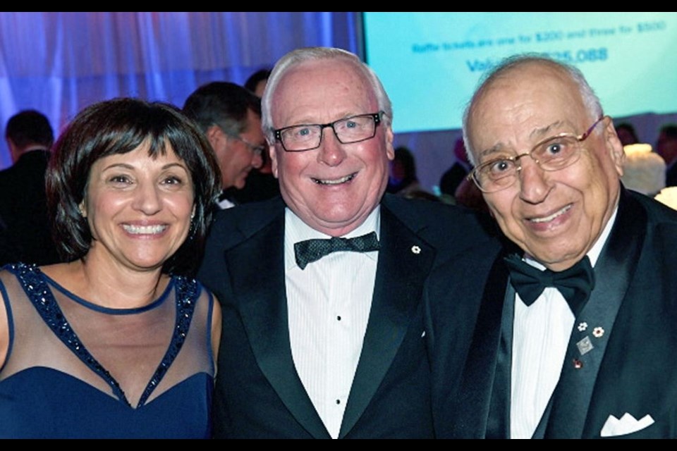 B.C. Children’s Hospital Foundation CEO Teri Nicholas and board chair David Podmore thanked Dr. Djavad Mowafaghian, right, for his $1.4-million gift to purchase an X-ray machine for the hospital’s orthopedics department.