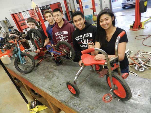 The Richmond secondary metal shop with the donated trikes