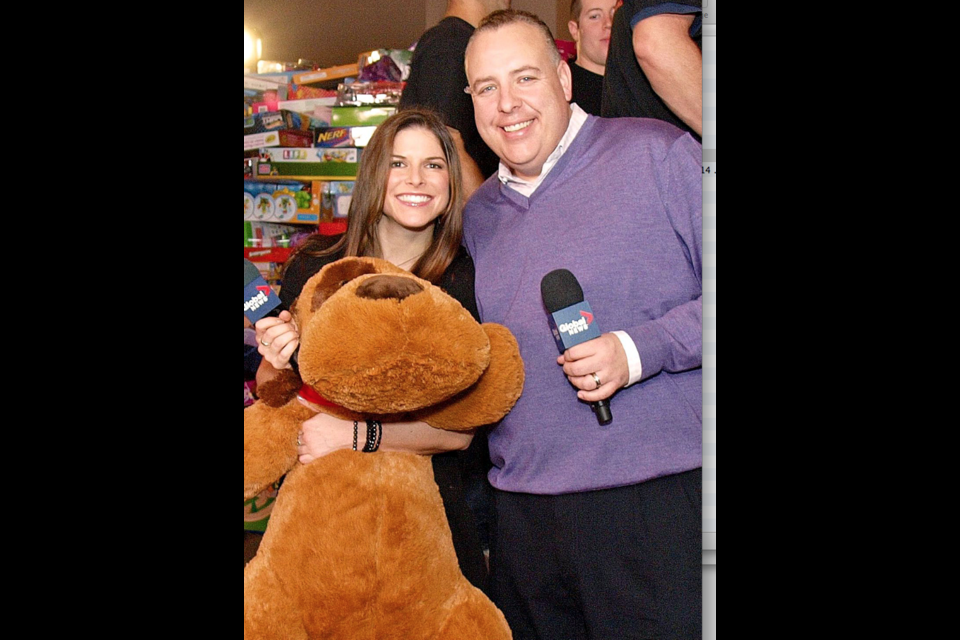 Global TV’s Kaitlyn Herbst and Steve Darling co-hosted the Pan Pacific toy drive that saw a record two tons of toys — the equivalent of five Williams Moving Trucks — collected for the Lower Mainland Christmas Bureau.