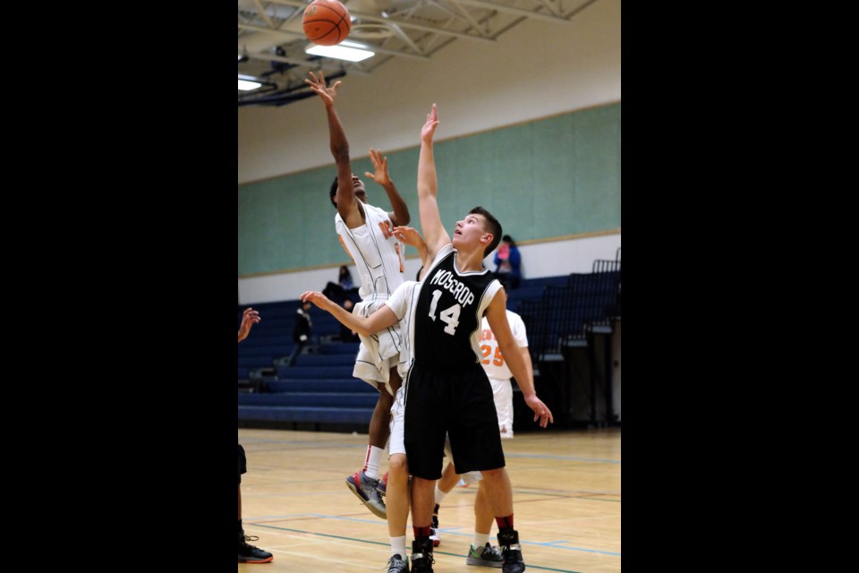 New West Hyacks vs. Moscrop in BNW high school juenile boys basketball at Moscrop.