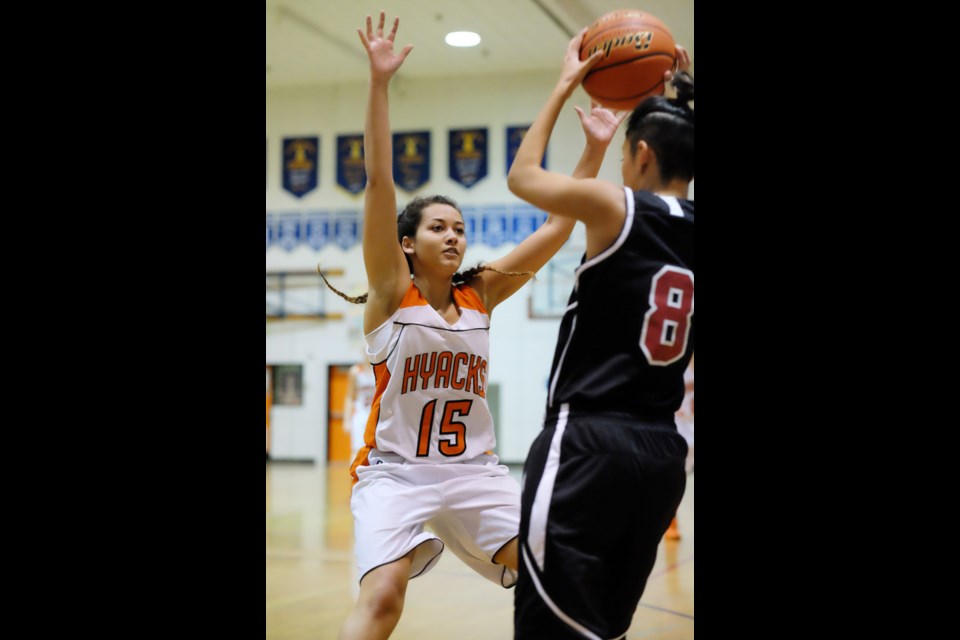 New West Hyacks vs. Abbotsford in senior girls basketball in Bob Gair Classic.