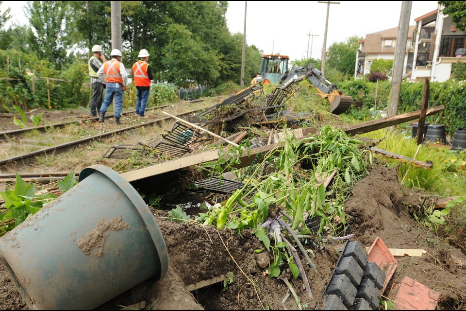 "We planted vegetables and some ornamental plants we were very fond of, and we loved it. They say it’s all for the good of the economy, but the plants can’t speak." - Amy Wexler, a longtime Marpole resident as she watched CP crews pulled up vegetables and garden fencing along the rail line west of William Mackie Park by West 71th Avenue in mid-August.