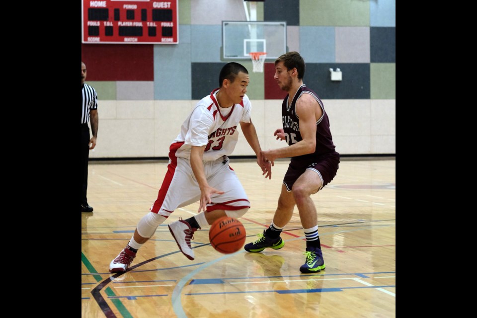 STM boys vs. Maple Ridge in opening day matchup at Varsity chancellor basketball tourny at STM