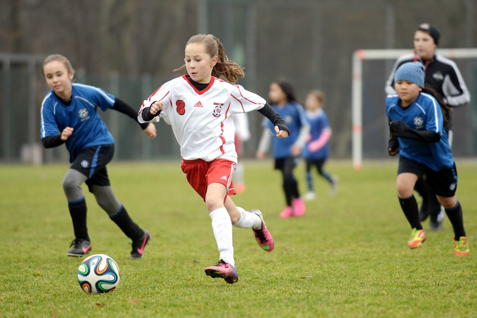 Burnaby Zilic vs Royal City Rockstars, u-10 soccer at Riverway.