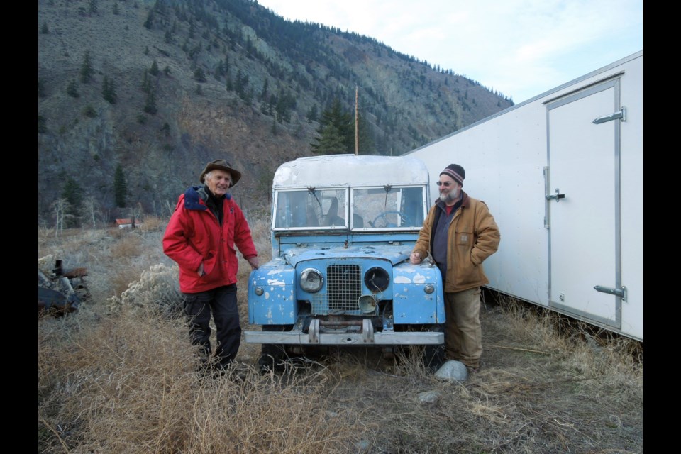 Bristol Foster, left, and Alan Simpson, who is restoring the Land Rover that Foster and Robert Bateman drove in 1957-58.